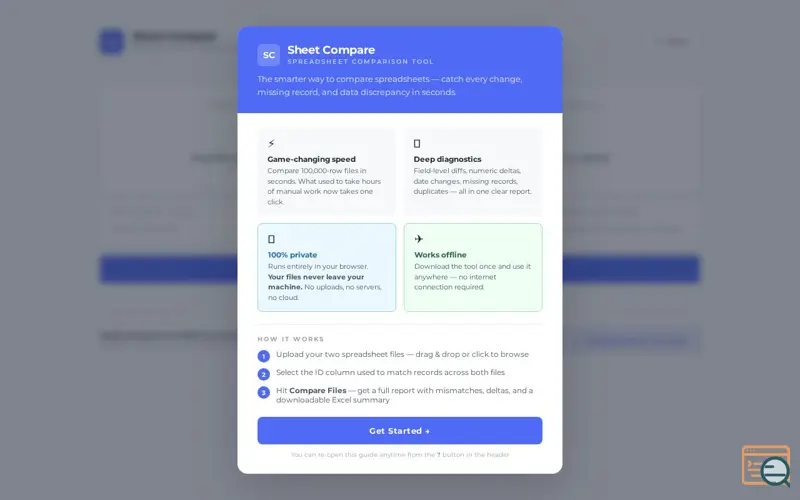 Screenshot of Compare Tool