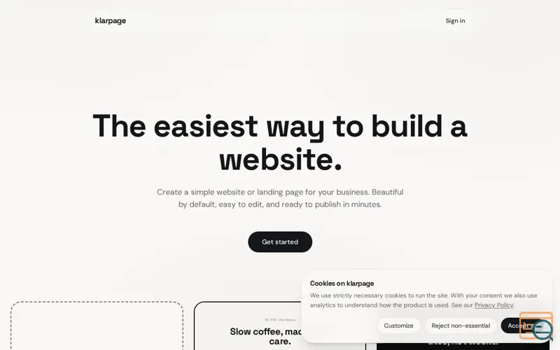 Screenshot of klarpage