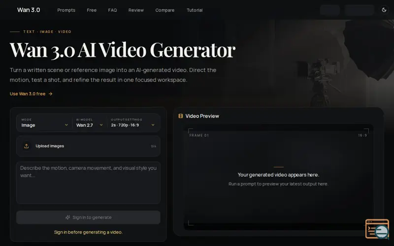 Screenshot of Wan 3.0 AI Video Generator – Create Videos Online Free