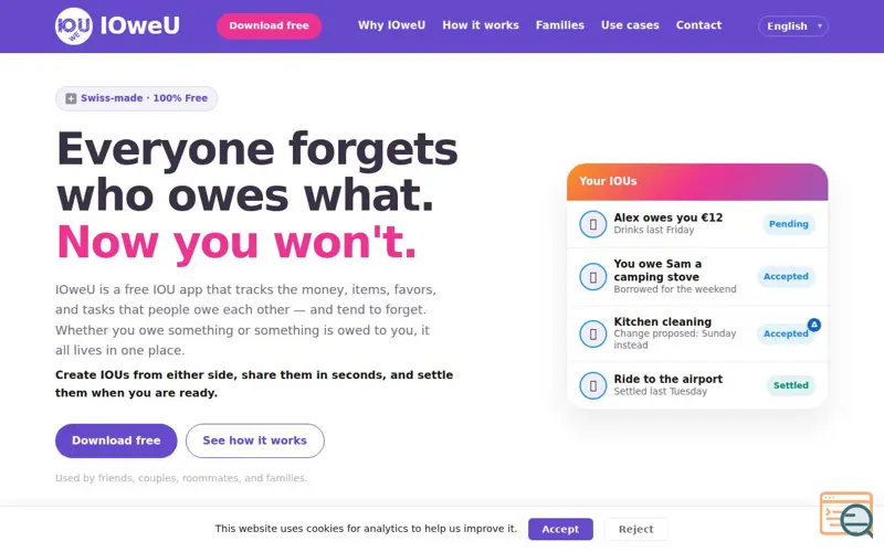 Screenshot of IOweU