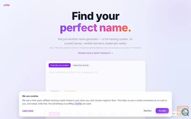 Screenshot of Orilai