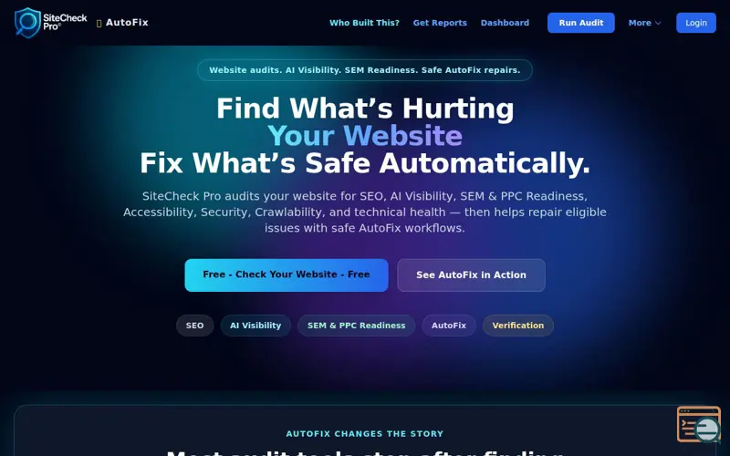 Screenshot of SiteCheck Pro