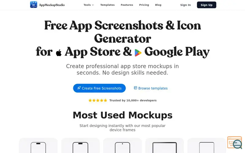 Screenshot of App Mockup Studio
