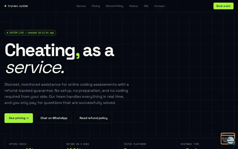 Screenshot of Trycaas