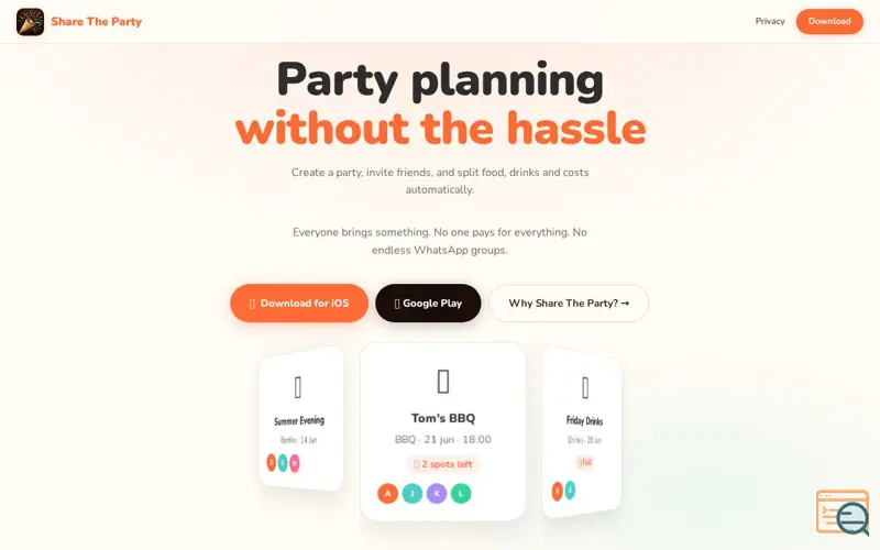Screenshot of Share The Party