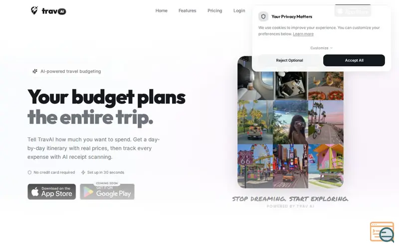Screenshot of TravAI