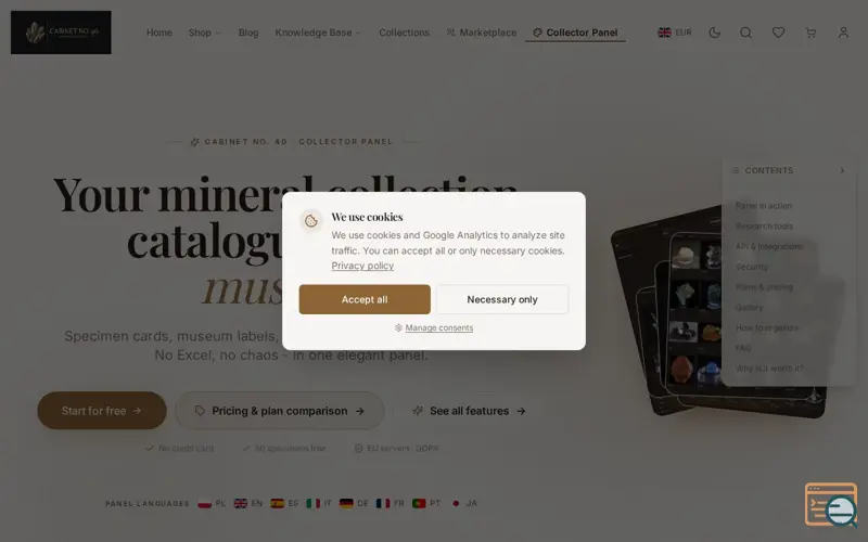 Screenshot of Collector's Panel by Cabinet No. 40