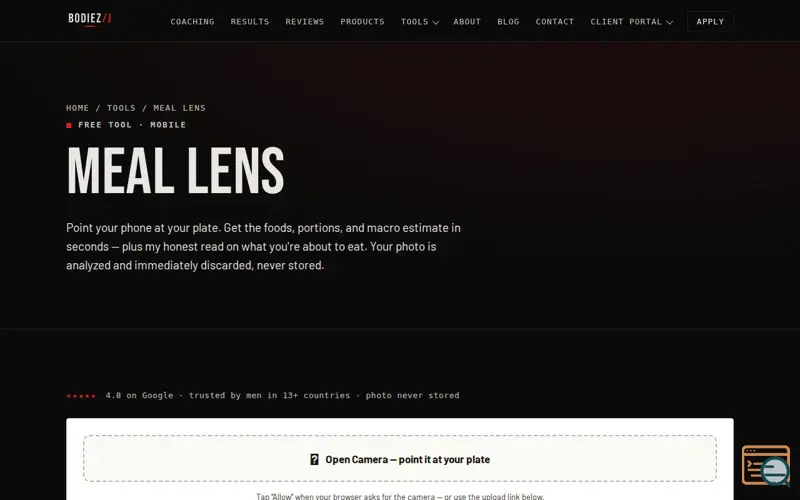 Screenshot of Meal Lens by BodieZ