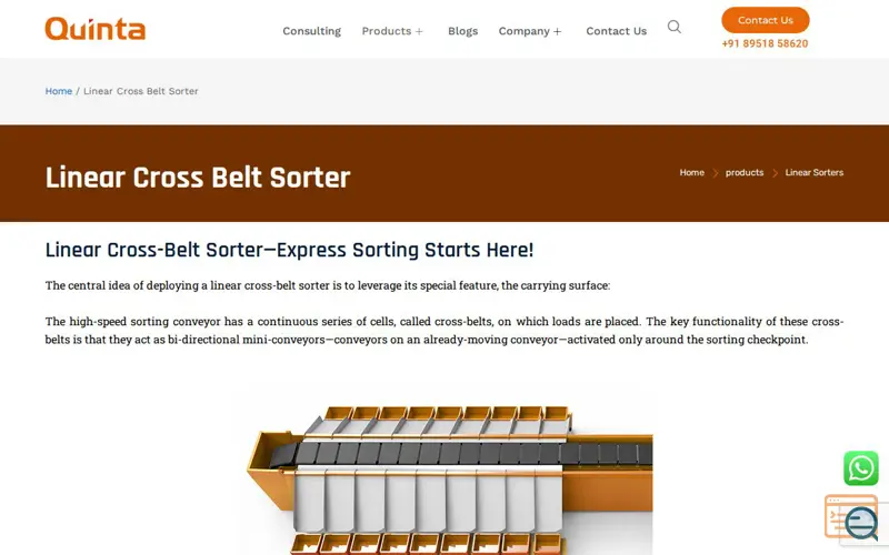 Screenshot of Linear Cross Belt Sorter, a launch using 101domain