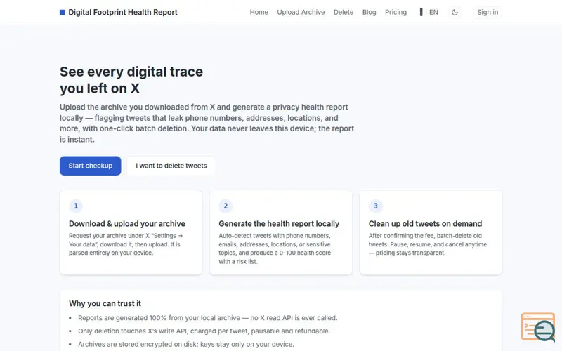 Screenshot of Digital Footprint Health