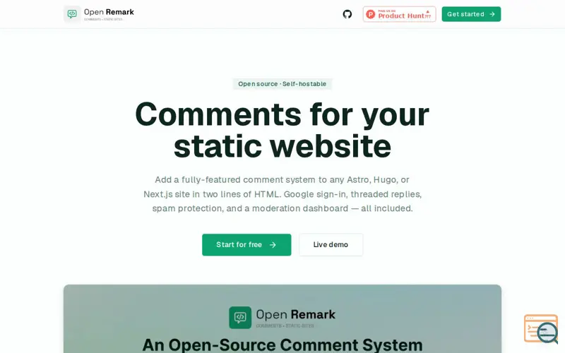 Screenshot of OpenRemark