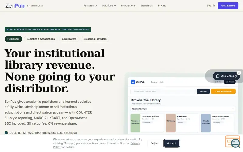 Screenshot of ZenPub — White-Label Publishing Platform for Institutions & Libraries | ZenPub