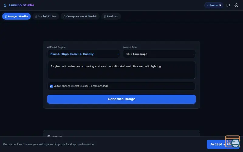 Screenshot of Lumina Studio