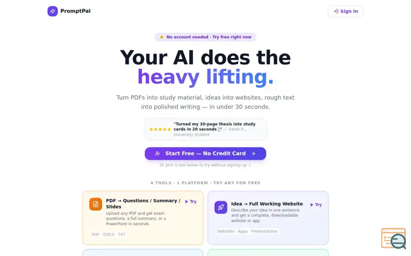 Screenshot of PromptPal AI
