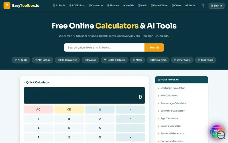 Screenshot of EasyToolbox.io, a launch using Hostinger Reach