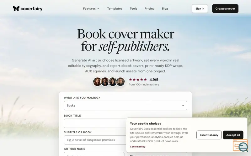 Screenshot of Coverfairy, a launch using SmolLaunch