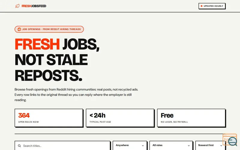 Screenshot of FreshJobsFeed