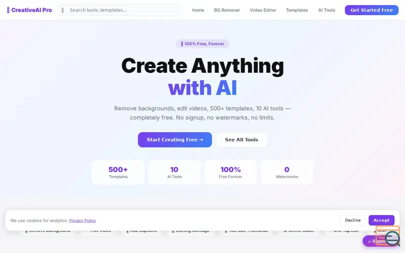 Screenshot of CreativeAI Pro