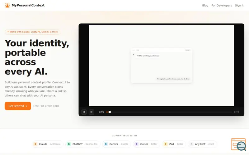 Screenshot of MyPersonalContext