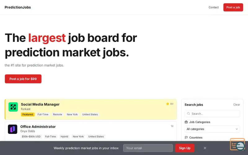 Screenshot of PredictionJobs - Prediction Market jobs
