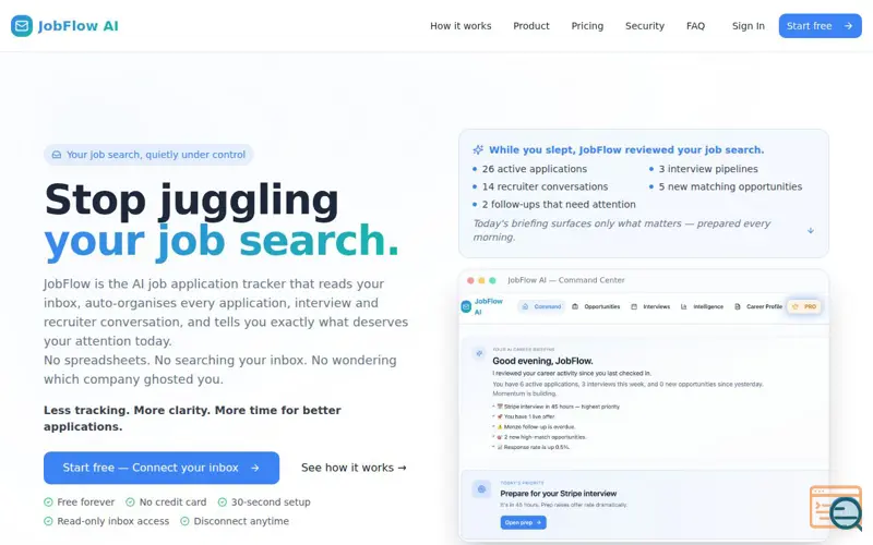 Screenshot of JobFlow AI