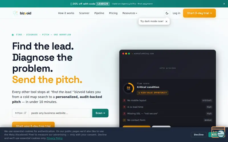 Screenshot of bizvoid