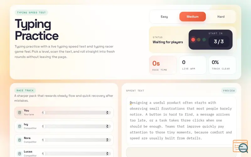 Screenshot of Typingpractice