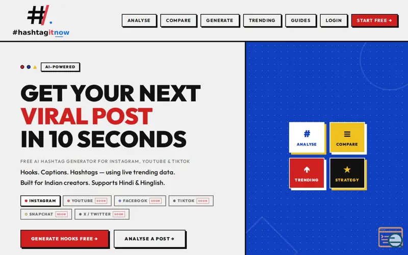 Screenshot of HashtagItNow