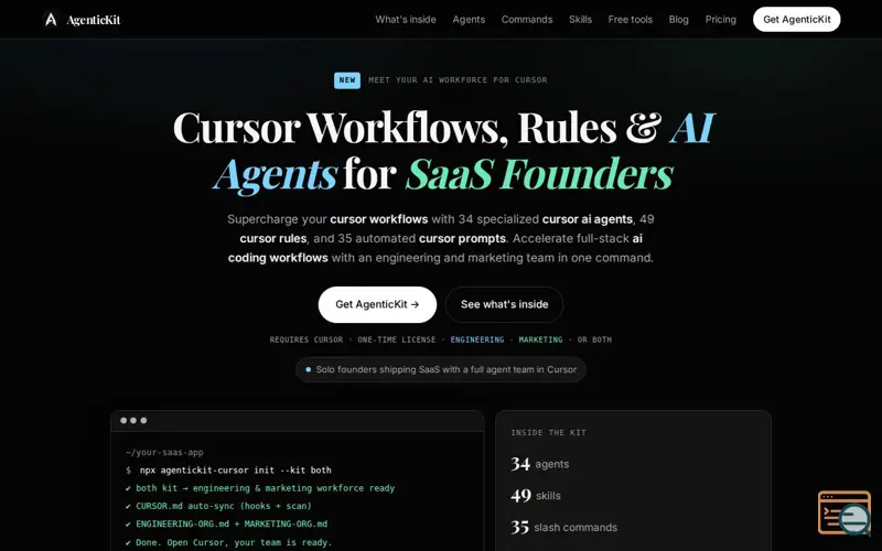 Screenshot of AgenticKit | Cursor AI Team for Shipping SaaS Faster