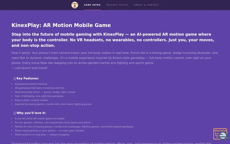 Screenshot of KinexPlay