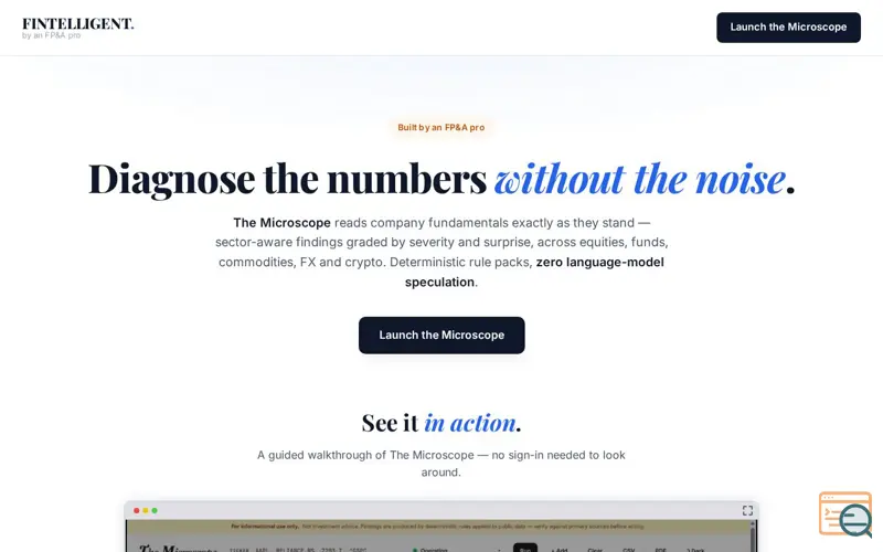 Screenshot of Microscope - Investment Analytics, a launch using Storylane
