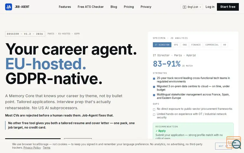 Screenshot of Job-Agent — AI-adapted resumes that pass ATS