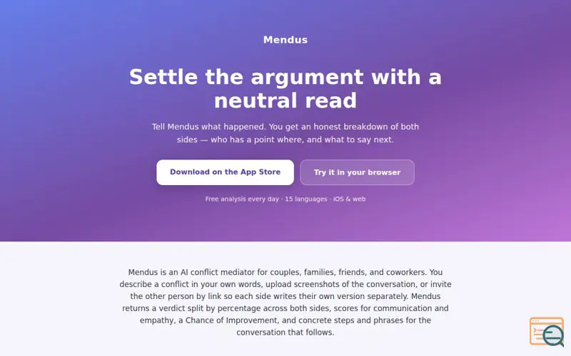 Screenshot of Mendus