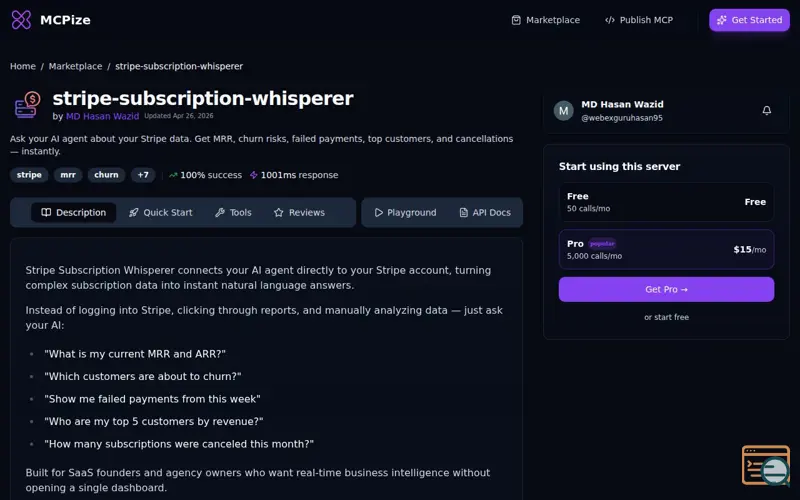 Screenshot of Stripe Subscription Whisperer