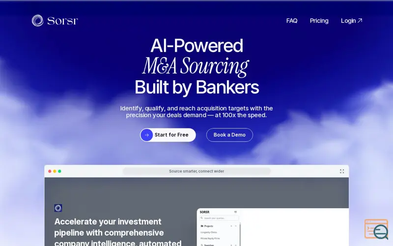 Screenshot of SORSR, a launch using Unicorn Studio