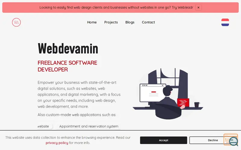 Screenshot of Webdevamin