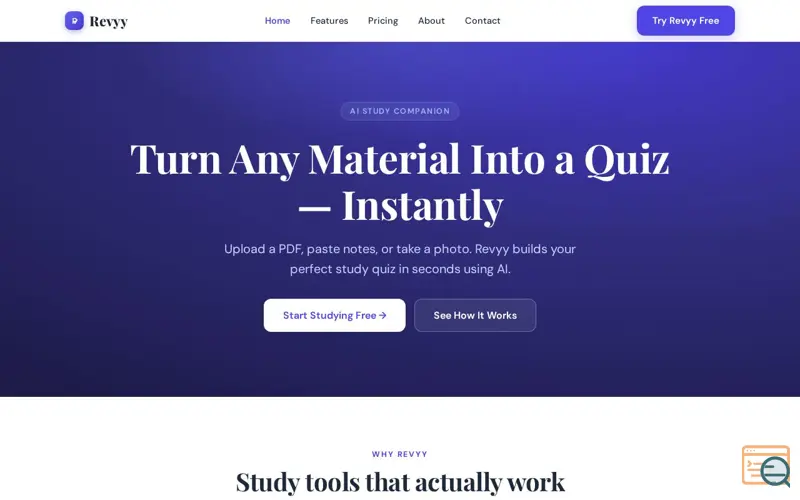 Screenshot of Revyy — Turn Any Material Into a Quiz