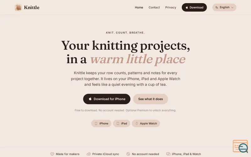 Screenshot of Knittle, a launch using OVHcloud