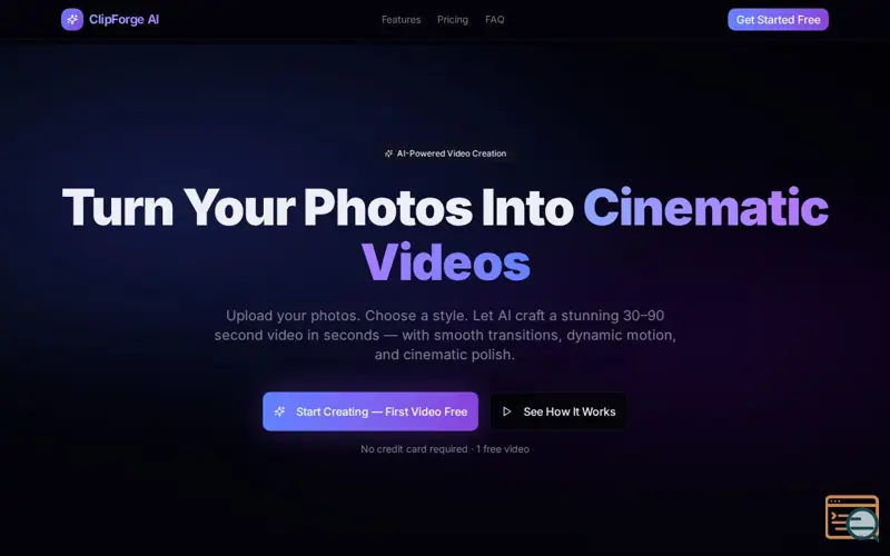 Screenshot of ClipForge turn pics into video magic