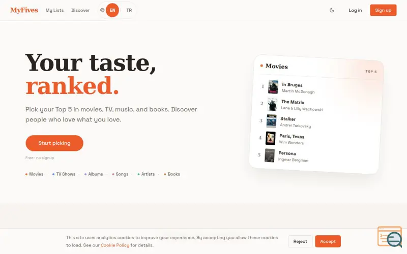 Screenshot of MyFives