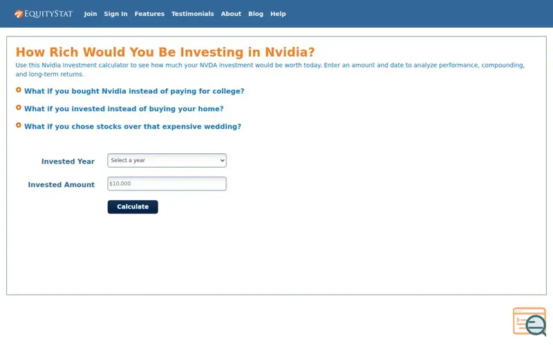 Screenshot of Nvidia Wealth Calculator