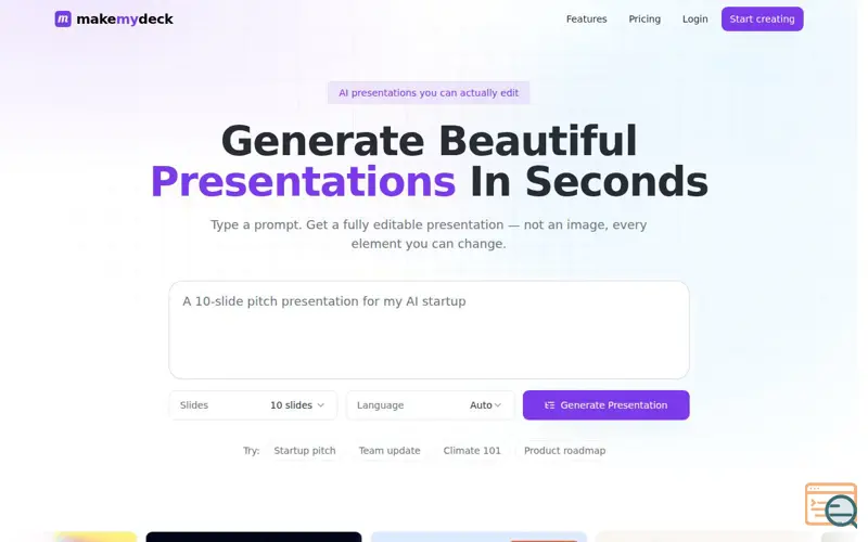 Screenshot of MakeMyDeck