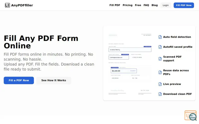 Screenshot of AnyPDFfiller