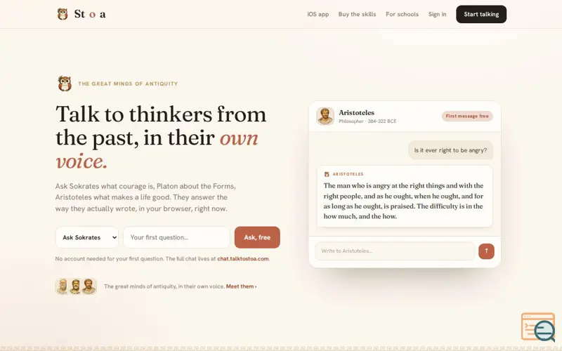 Screenshot of Talk to Stoa