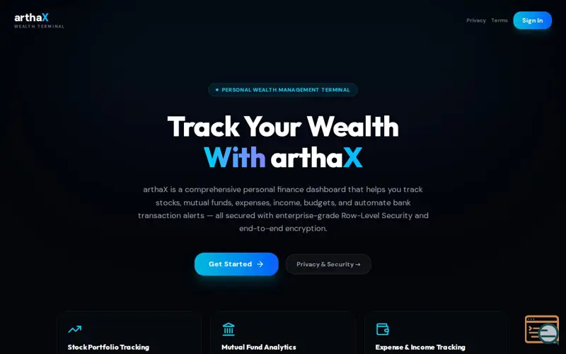 Screenshot of arthaX