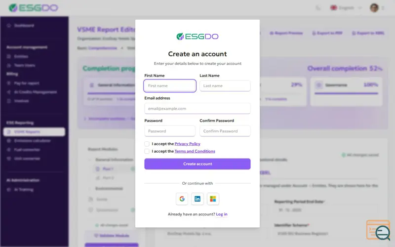 Screenshot of ESGDO