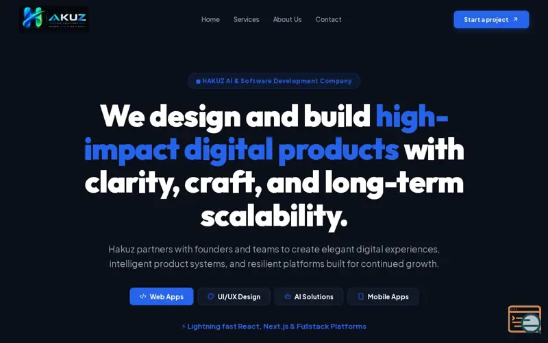 Screenshot of Hakuz | AI Software Development & Web Development Company in India