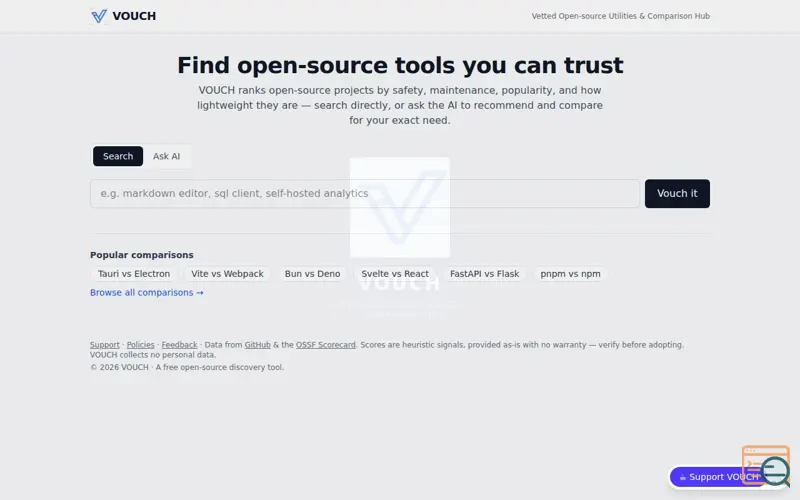 Screenshot of VOUCH
