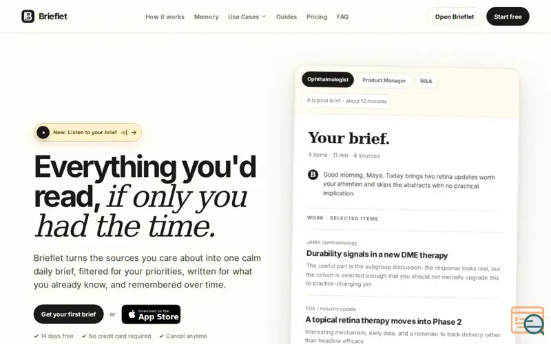 Screenshot of Brieflet