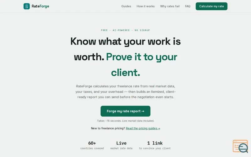 Screenshot of RateForge